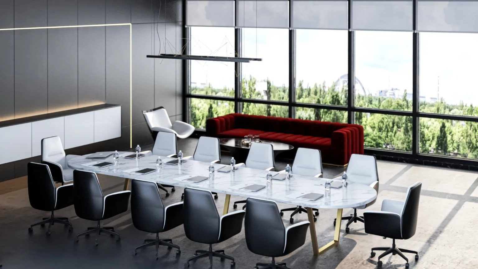 office furniture collections - Glass Top Conference Table