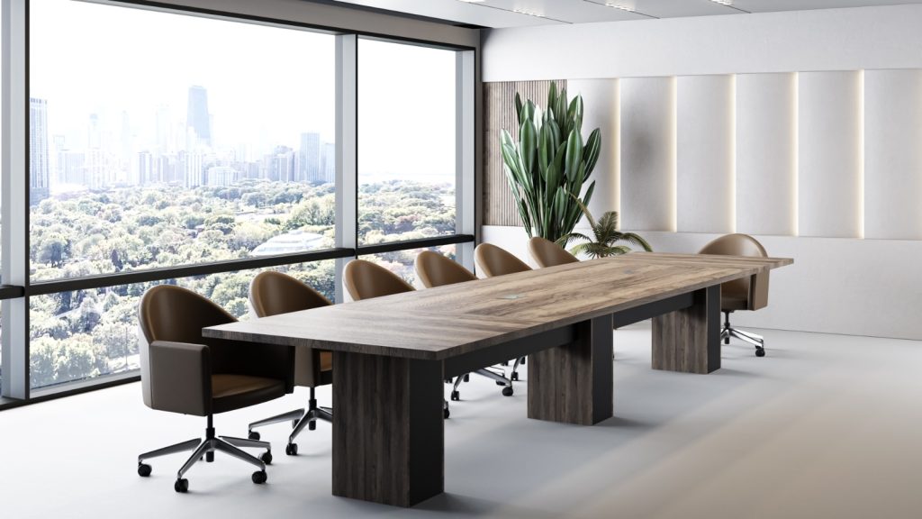 office furniture collections - Conference desk in wooden finish for meeting room.