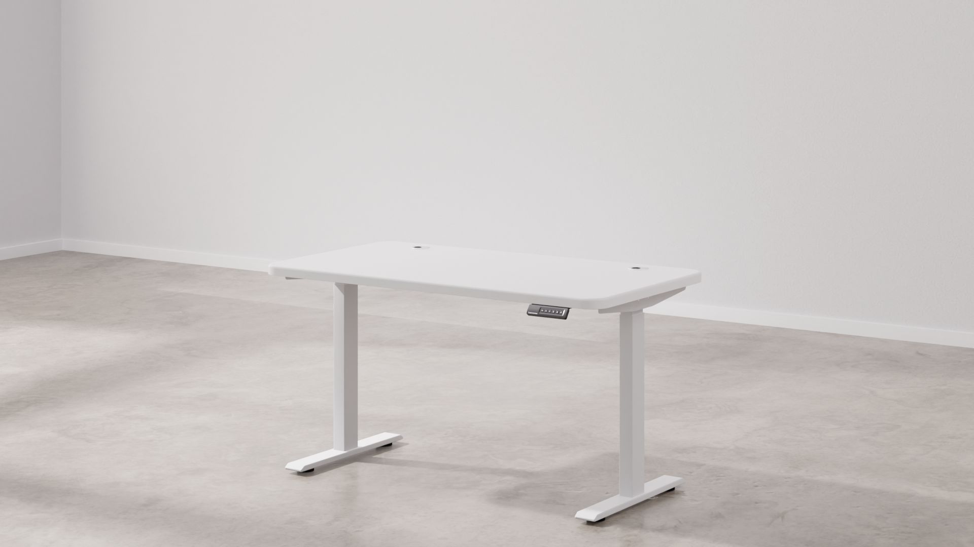 Image of an Height Adjustable desk in a white finish.